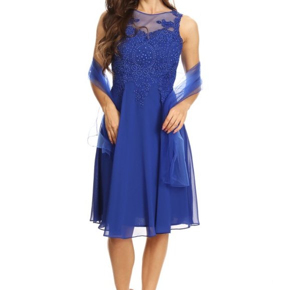 Sheer Dress Ivory A-line Corset Back Chiffon off white beaded - Picture 11 of 12